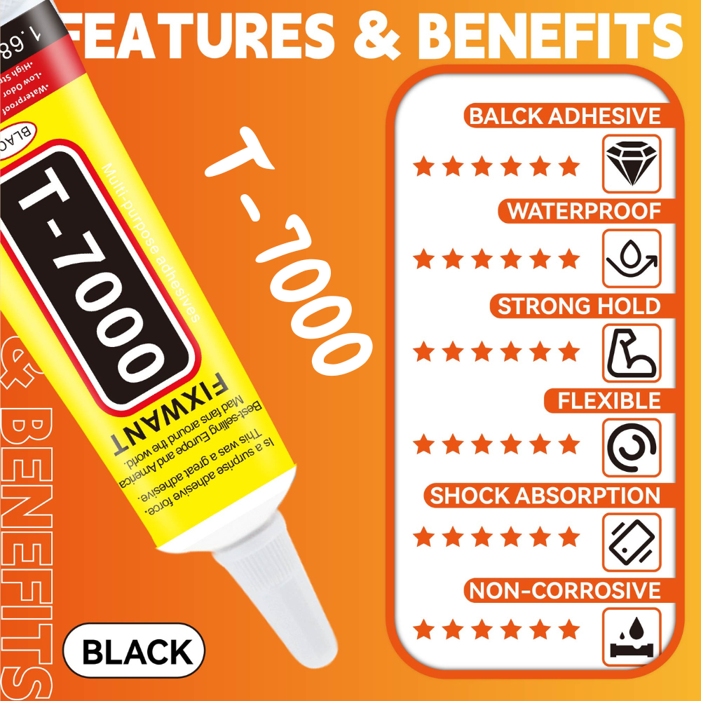 100PCS 15ML T-7000 Black Conta - Contact Cement Glue のレビューと価格