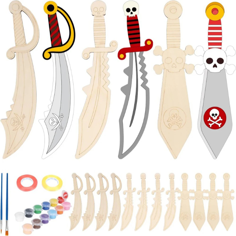 16pcs Kids Wooden Pirate Theme - Cosplay Prop Paint のレビューと価格