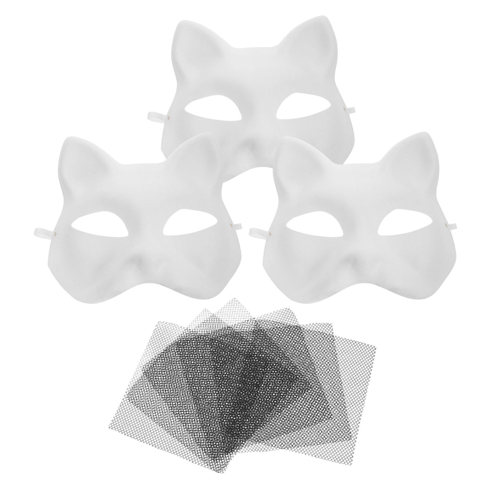 3Sets Cat Mask Unpainted Blank - Cosplay Prop Painting のレビューと価格